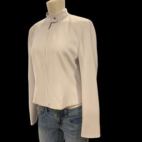 Calvin Klein Cream white Cropped Suit Jacket zipper down front women’s size 8 - Picture 3 of 11